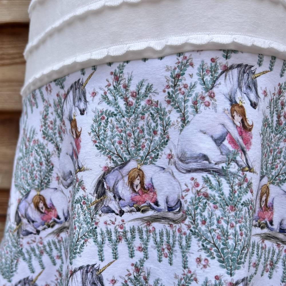 Drehkleid Einhorn Gr. 110 Rüschenjersey Bild 5