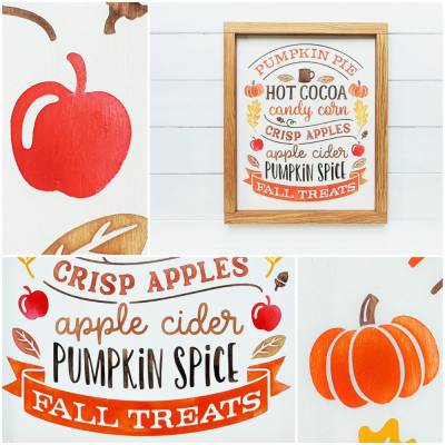 FALL TREATS Holzschild für herbstliche Farmouse Deko - Rahmenfarbe und Aussehen zur Auswahl