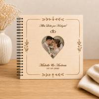 Personalisiertes Hochzeits‑Fotoalbum 30x30 cm | Gästebuch | aus Birkensperrholz 3 mm | 50 Seiten | Namen & Datum