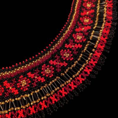 Perlencollier Rot Schwarz – handgefertigte Statement Kette aus tschechischen Glasperlen