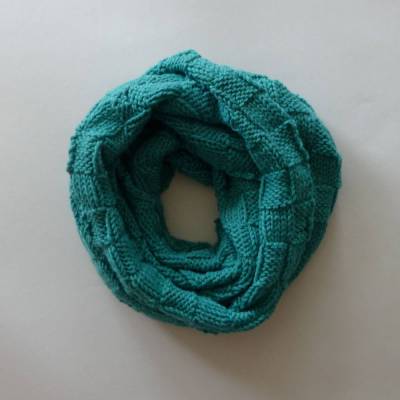 Einfarbiger Loopschal, petrol, mit der Hand gestrickt, Schlauchschal, handgestrickter Rundschal, Halswärmer