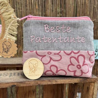 Beste Patentante // Schminktasche // Kosmetiktasche // Geschenk // Schminktäschchen // Kulturbeutel