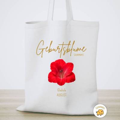 Baumwolltasche August Geburtsblume Gladiole- Geschenkidee Geburtstag GOLDOPHANTi