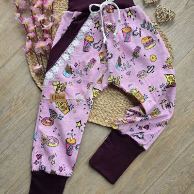 Mädchen Sommerhose Gr.110/116– Rosa Pumphose mit Streetstyle-Design | Bio Jersey & bequem