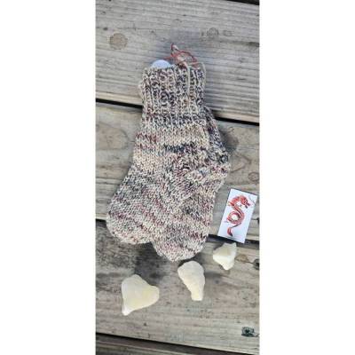 Handgestrickte Babysocken "SO8" Beige Tweed – Fußlänge 9,5 cm – Neugeborene