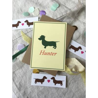 Dackel Postkarte mit Umschlag | Jäger Postkarte | Rauhaardackel Karte