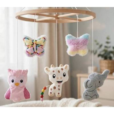 Stickdatei Mobile Set mit Elefant, Giraffe, Eule und Schmetterling  – In the Hoop Set 26127