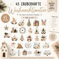 45 Weihnachtsmotive PNG SVG | Weihnachts Clipart Bundle | Plotterdateien Weihnachten | Wichtel Tannenbaum Christmas