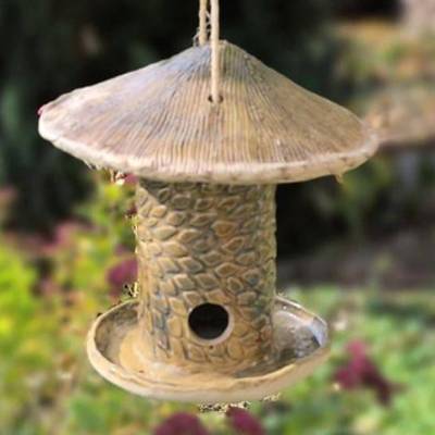 XL Vogelfuttersäule, handgearbeitet aus Keramik für 500 g Füllmenge