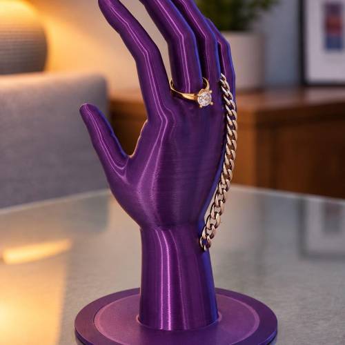 Schmuckständer Hand Lila | Eleganter Ringhalter & Schmuckhalter | 3D Gedruckter Schmuckständer | Geschenk für Frauen | R