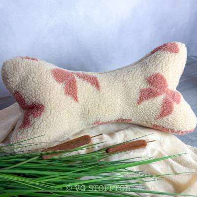 Kuscheliger Leseknochen aus Teddy | Lesekissen Altrosa Creme | Nackenkissen, Buchstütze & Rückenkissen