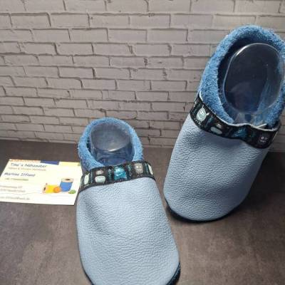 Lederpuschen/Krabbelschuhe Hellblau 22/23