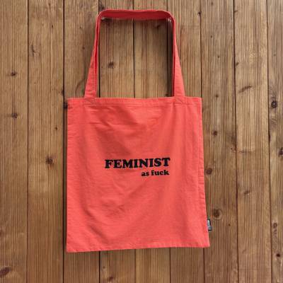 Jutebeutel „Feminist as fuck“ | Handgemachte Tasche mit Siebdruck