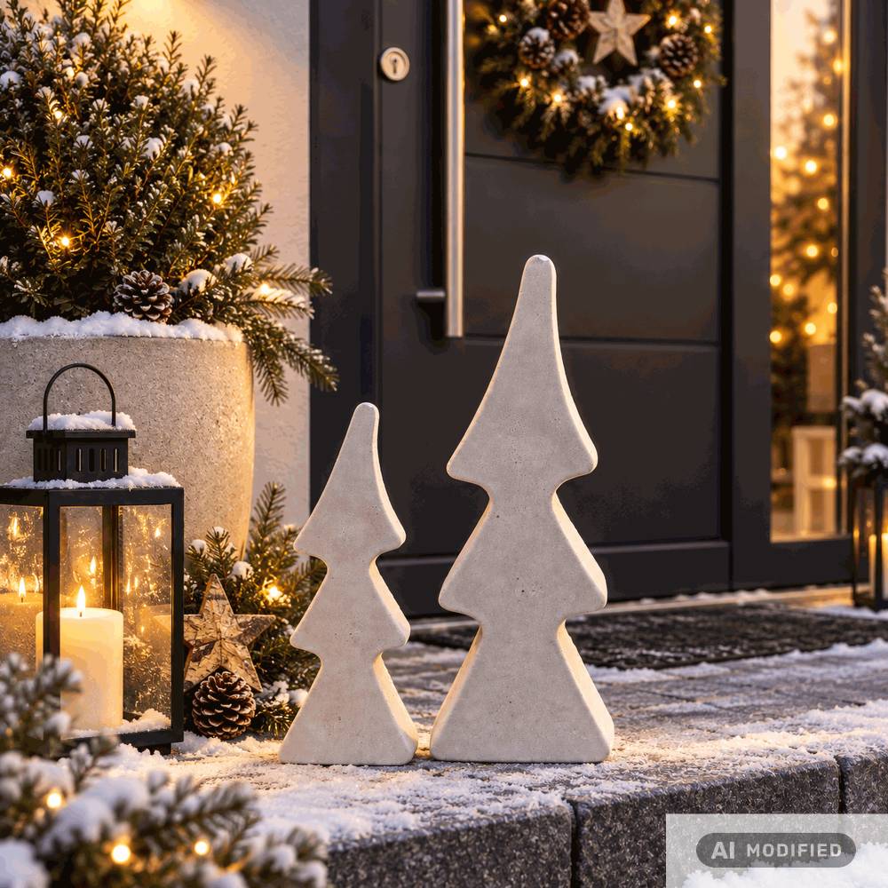 Tannenbäume-Duo aus Beton – Moderne handgefertigte Weihnachtsdeko im 2er Set
