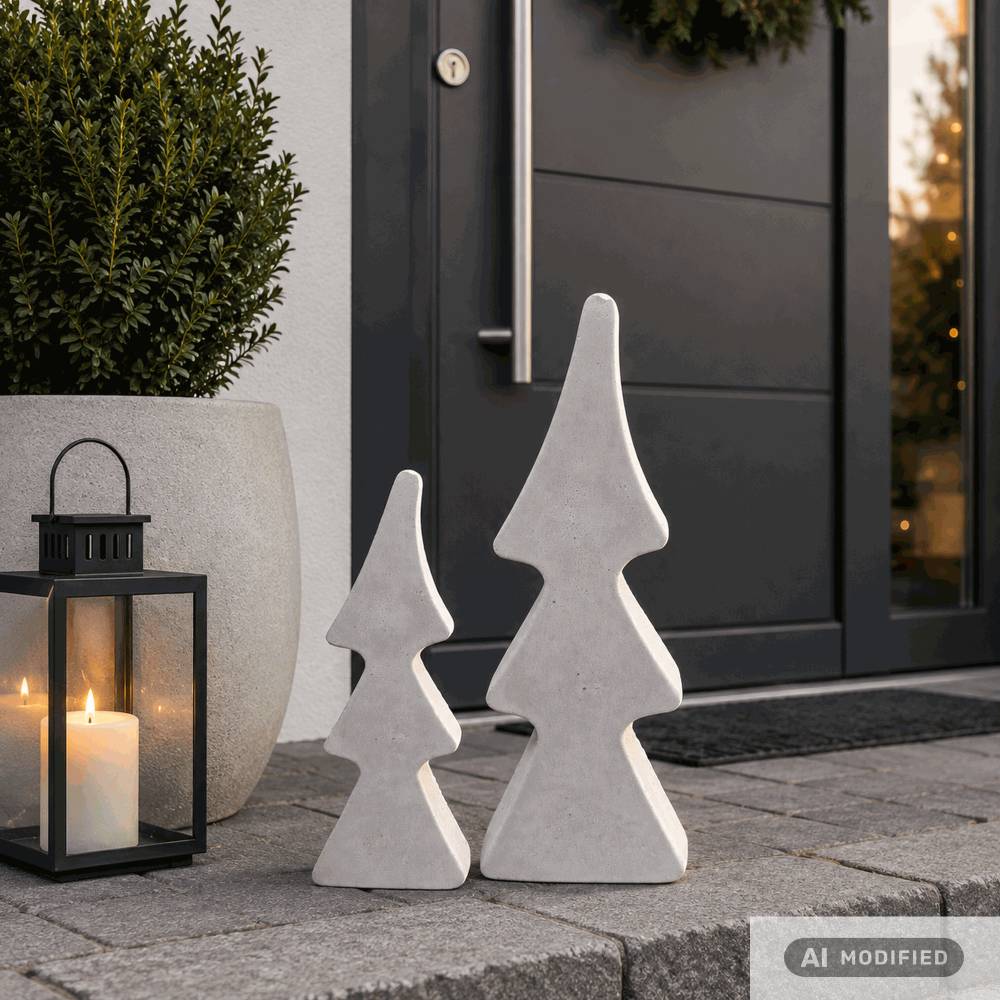 Tannenbäume-Duo aus Beton – Moderne handgefertigte Weihnachtsdeko im 2er Set