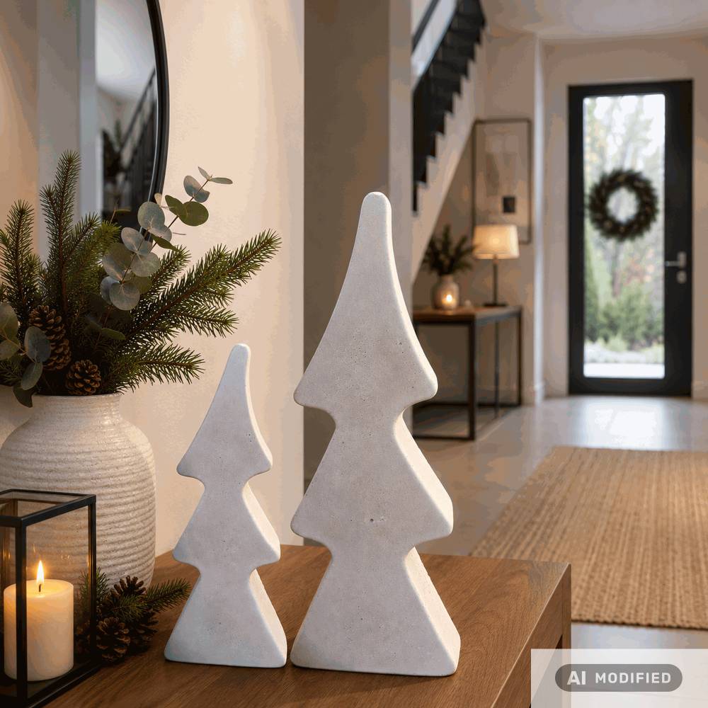 Tannenbäume-Duo aus Beton – Moderne handgefertigte Weihnachtsdeko im 2er Set