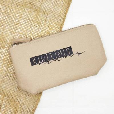 Kulturtasche Filz "Krimskrams" - Glitzerdetails - Kulturbeutel, 21 cm