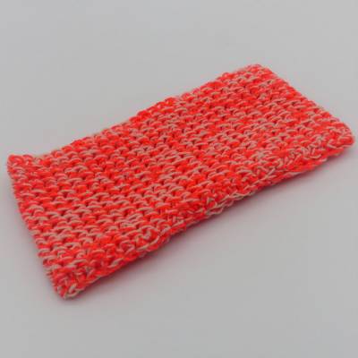 gehäkeltes Stirnband orange weiß, mehrfädig von Hand gehäkelt, Kopfbedeckung, hält die Ohren warm, Ohrenwärmer