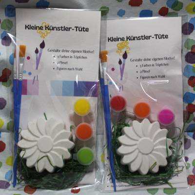 Handgefertigte kleine Künstler Tüte I Blume I Kreativset Gips | Bastelspaß | Malspaß | Gastgeschenk | Deko | Gips