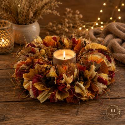Herbstkranz aus finnischem Papiergarn