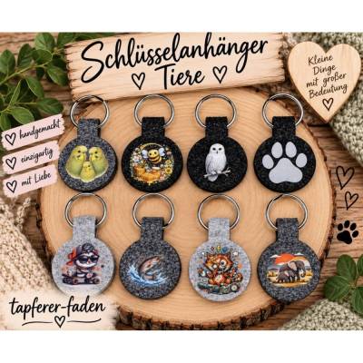 Schlüsselanhänger Tiere aus Filz - verschiedene Motive