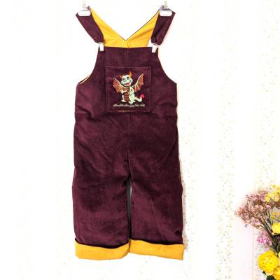 Latzhose Overall aus Baumwollcord bordeaux für Kinder 