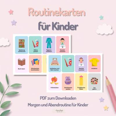 Routine Karten für Kinder | Morgenroutine & Abendroutine | Visuelle Tagesstruktur | PDF