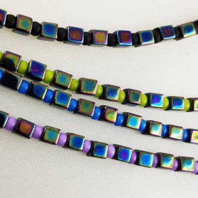 Wechsel-schmuck Glas-Perlen Collier Würfel ART 160 verschiedene Farben wunschlänge