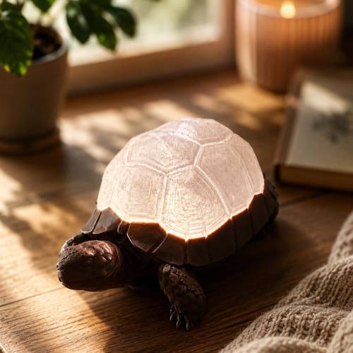 3D Schildkröten LED Lampe – Warmweißes Nachtlicht – USB Lampe – Handgefertigte Tierlampe – Dekoration für Kinderzimmer &