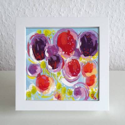 Mini-Bild 12x12cm, gerahmter Kunstdruck "Tanzende Blütenpracht"