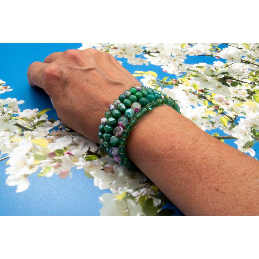 Grünes Glasperlenarmband Set, eleganter Schmuck, hippie Urlaub, Festival, Unikat, Geschenkidee Weihnachten Geburtstag Bild 1