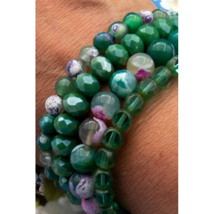 Grünes Glasperlenarmband Set, eleganter Schmuck, hippie Urlaub, Festival, Unikat, Geschenkidee Weihnachten Geburtstag Bild 2