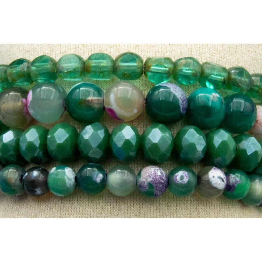 Grünes Glasperlenarmband Set, eleganter Schmuck, hippie Urlaub, Festival, Unikat, Geschenkidee Weihnachten Geburtstag Bild 3