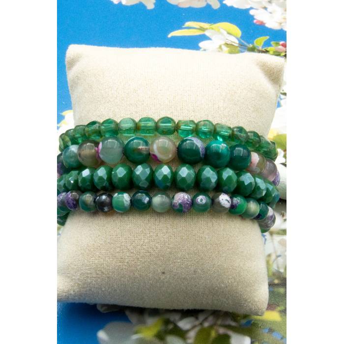 Grünes Glasperlenarmband Set, eleganter Schmuck, hippie Urlaub, Festival, Unikat, Geschenkidee Weihnachten Geburtstag Bild 4