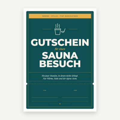 Saunabesuch-Gutschein zum Ausdrucken – Design Ticket, DIN A4, personalisierbar (PDF)