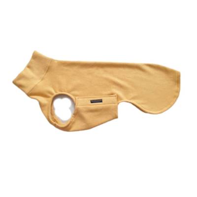 Whippet Pullover aus Baumwoll-Fleece gelb-meliert – kuscheliger Hundepullover für Whippets