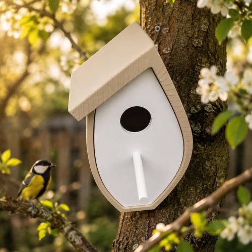 Modernes Vogelhaus aus dem 3D-Druck – Minimalistische Gartendeko für Wildvögel
