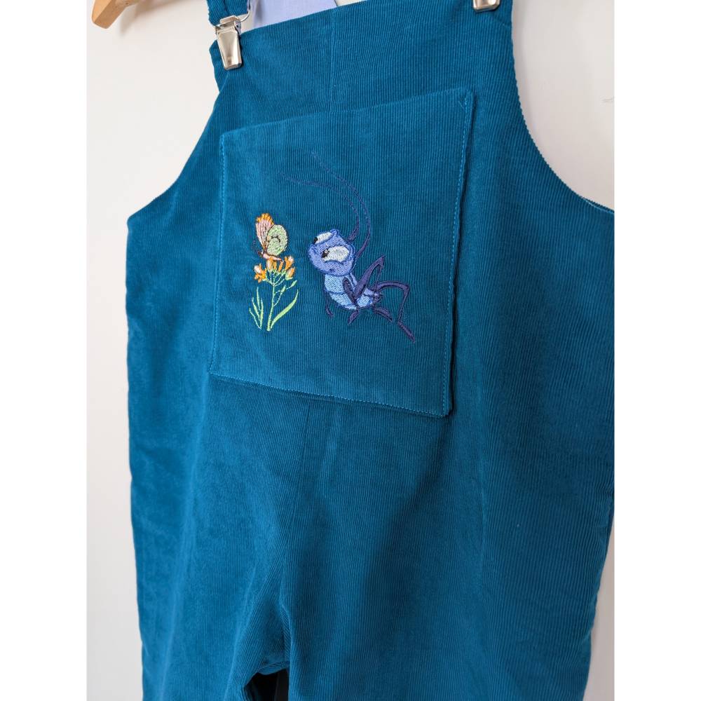 Latzhose Overall aus Baumwollcord blaupetrol für Kinder Größe 86/92 Bild 7