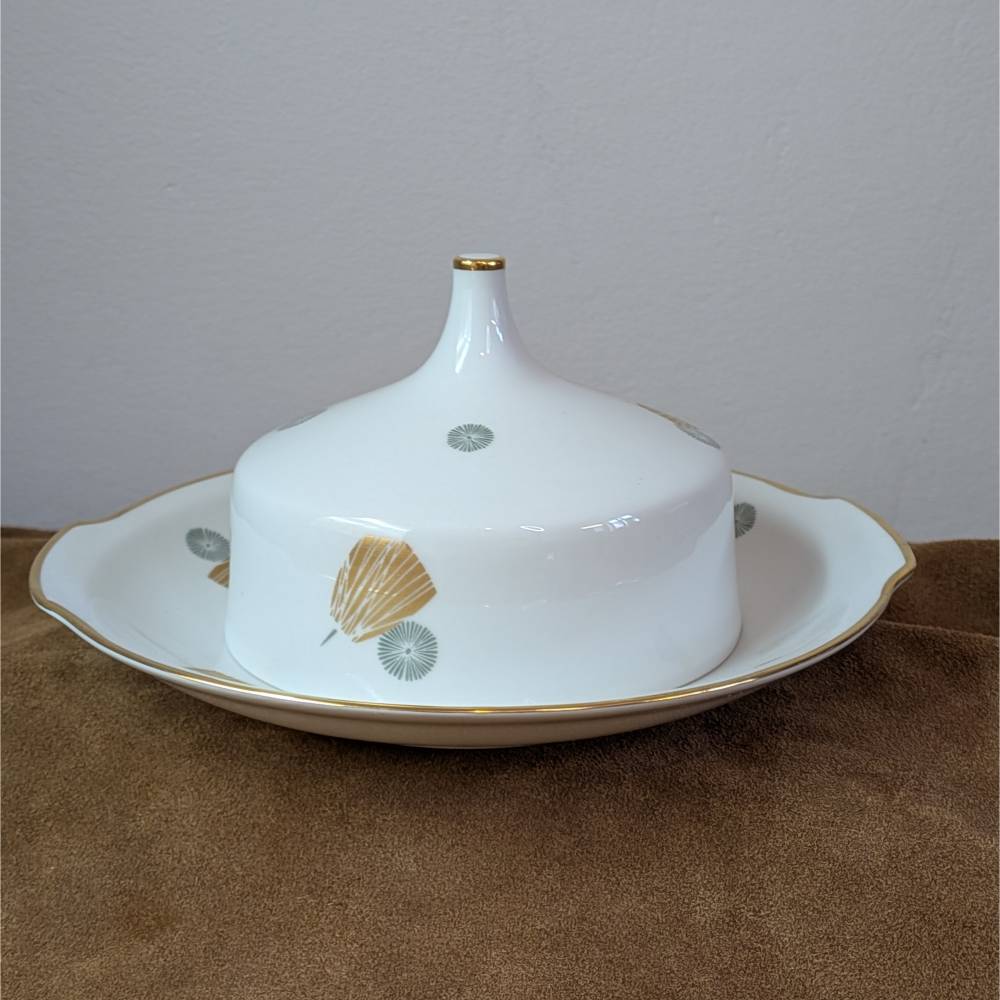 Butterdose Mid-Century Käseglocke oder Butterschale mit Deckel einteilige Butterglocke Graf von Henneberg Porzellandose