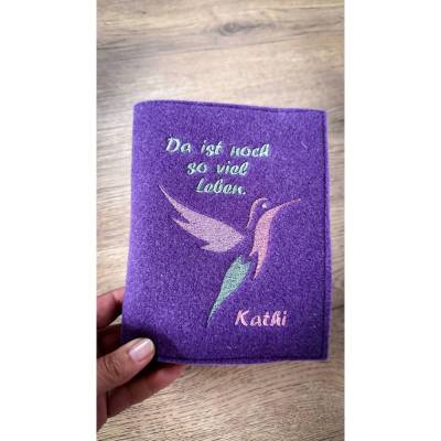Personalisierte Therapiehülle mit Kolibri „Da ist noch so viel Leben“ | Onkologiepass, Chemopass & Portpass