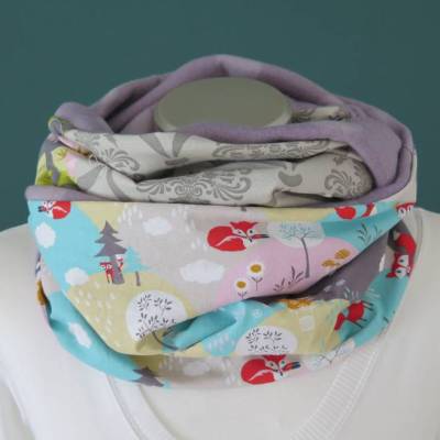Loop Schal Unikat warmer Fleece Patchwork Loopschal Schlauchschal Kuschelschal zum Wenden