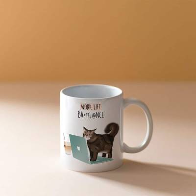 Katzentasse "Laptopkatze" - Bürotasse fürs Homeoffice mit Spruch, 300 ml