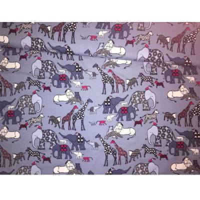 Jersey Stoff bedruckt „afrikanische Tiere“ Verkaufseinheit Sonderangebot 0,25 m