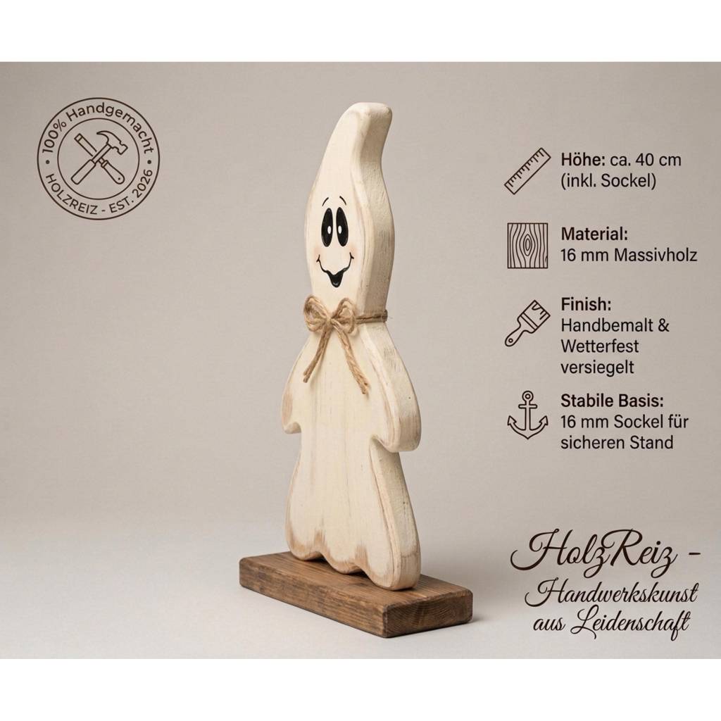 Holzgeist zu Halloween - Deko - Handgemacht – Rustikaler Geist aus Holz - 40cm hoch – Gemütliche Herbstdeko Bild 4