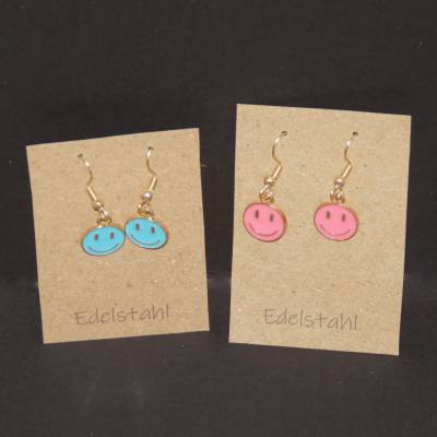 Ohrringe Haken Edelstahl mit Smile, Ohrhänger