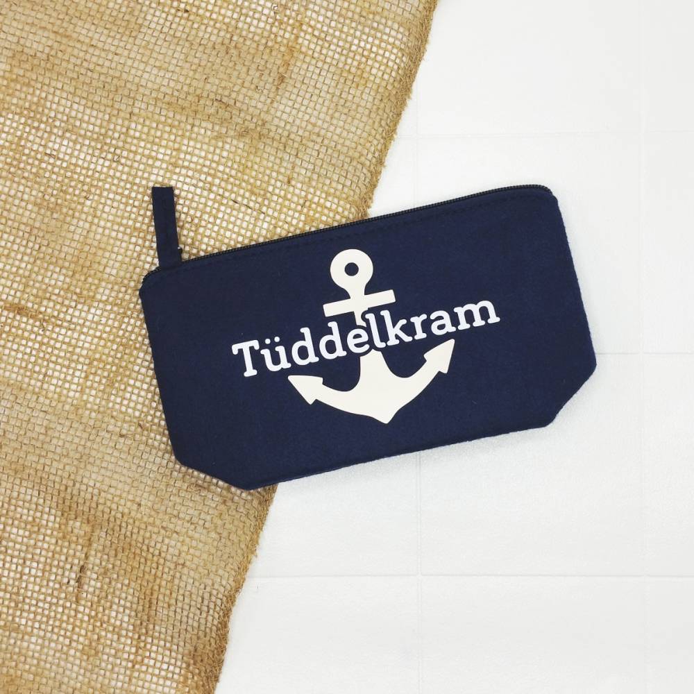 Kulturtasche Filz "Tüddelkram" Anker - Kulturbeutel, maritim, 21 cm Bild 3