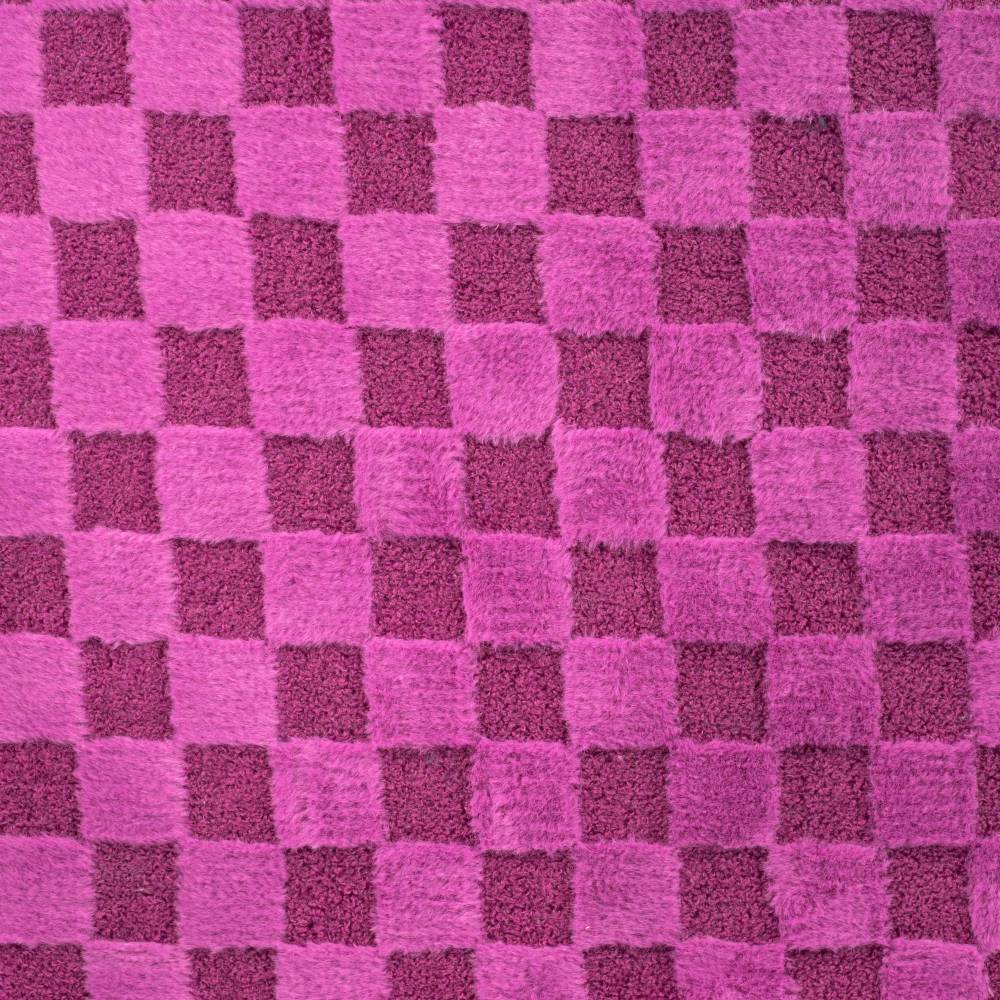 Kunstfell Plüsch Webpelz  Schachbrett Sherpa,Karo Muster Pink-Cyclam(1m/16,-€) Bild 2