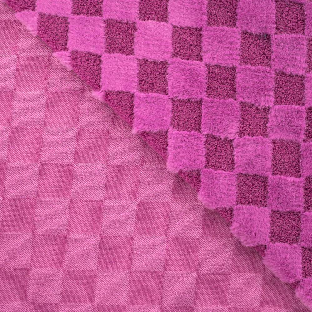 Kunstfell Plüsch Webpelz  Schachbrett Sherpa,Karo Muster Pink-Cyclam(1m/16,-€) Bild 3