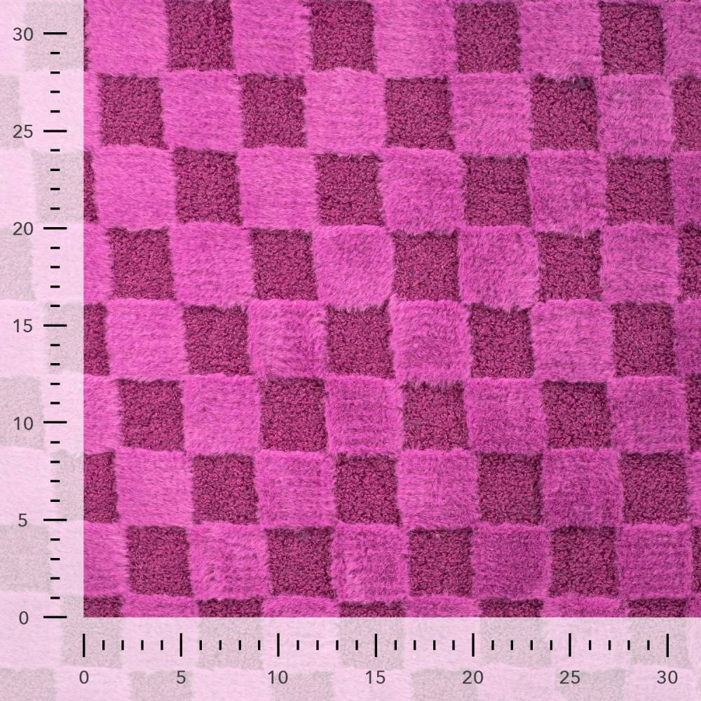 Kunstfell Plüsch Webpelz  Schachbrett Sherpa,Karo Muster Pink-Cyclam(1m/16,-€) Bild 4