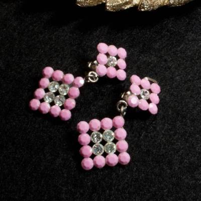 Vintage Clip‑Ohrringe mit rosa Glassteinen Retro Design 1970er 1980er 